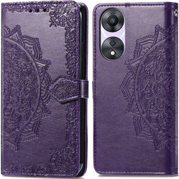 iMoshion Hoesje Geschikt voor Oppo A58 Hoesje Met Pasjeshouder - iMoshion Mandala Bookcase - Paars