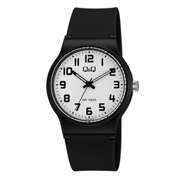Q&Q VS50J009Y - Horloge - Sport - Analoog - Unisex - Plastic band - Rond - Cijfers - Kunststof - Zwart - Wit - 10 ATM