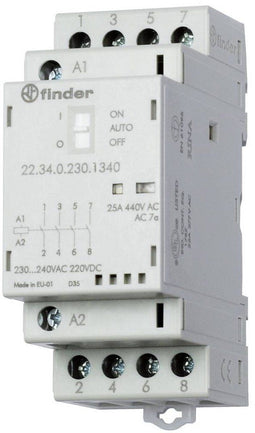 Finder 22.34.0.230.1340 Contactor 4x NO 230 V/DC, 230 V/AC 25 A 1 stuk(s)