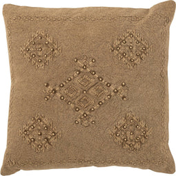 J-Line kussen Borduurwerk - katoen - bruin