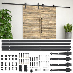 vidaXL - Onderdelenset - voor - schuifdeur - 2x183 - cm - staal - zwart