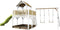 AXI Atka Speeltoestel in Bruin/wit - Speeltoren met Dubbele Schommel, Limoen Groene Glijbaan en Zandbak - FSC hout - Speelhuis op palen voor de tuin