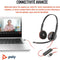 Poly Blackwire C3220 - Binaurale USB-C headset - Volumeregeling en microfoon mute - Zwart