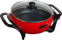 Bestron Festa Italiana - Elektrische Hapjespan Ø26cm - Antiaanbaklaag met glazen deksel 1.500W zwart/rood