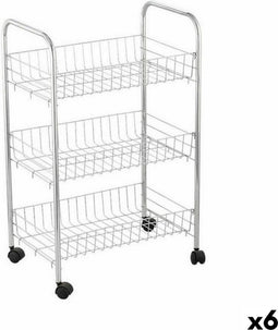 Groentetrolley Confortime Zilverkleurig Metaal 40 x 26 x 62 cm (6 Stuks)
