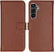 Selencia Samsung Galaxy S23 FE - Echt Lederen Bookcase - 3 Pashouders - Lichtbruin