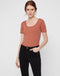 Pieces PCKITTE SS TOP NOOS BC - Katoenen top met korte mouwen - Copper Brown - Maat XS