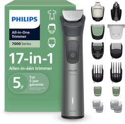 Philips Series 7000 - Multigroom - 17 in 1 - Baardtrimmer - Neushaartrimmer - Precisietrimmer - Lichaamstrimmer - Grijs - MG7951/15