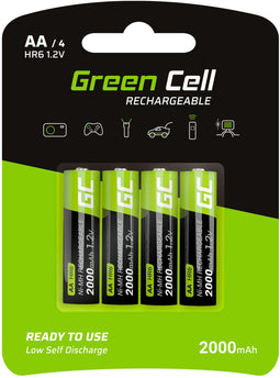 Green Cell GR02 - Oplaadbare Batterijen 4x AA - 2000mAh - Groen (4 stuks)