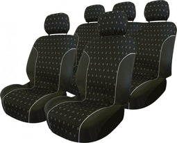 Carpoint Charcoal - Stoelhoesset 9-Delig - Universele set voor voorstoelen en achterbank - Zwart (1 set)