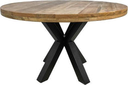 HSM Collection Ronde eettafel Portland - ø140 cm - mangohout/ijzer