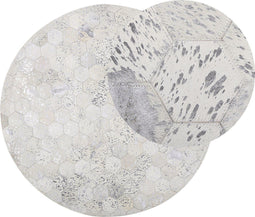 BOZKOY - Patchwork vloerkleed - Zilver - 140 cm - Koeienhuid leer