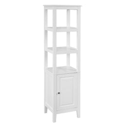 SoBuy FRG205-W - Hoge Badkamerkast - 3 Vakken 1 Deur - Wit - 40x150x33 cm