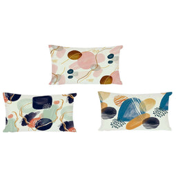 Kussen DKD Home Decor Plastic Blauw Wit Multicolour Roze Rechthoekig Abstract 50 x 30 x 12 cm (3...