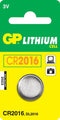 GP CR2016 - Knoopcelbatterij Lithium 3V 90 mAh - 20 mm