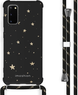 iMoshion Hoesje Geschikt voor Samsung Galaxy S20 Hoesje Met Koord - iMoshion Design Hoesje met Koord - Goud / Zwart / Stars Gold