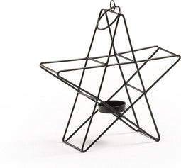 Kave Home STELL - Kaarsenhouder - Vijfhoek - Metaal - Zwart - 21 x 20 cm