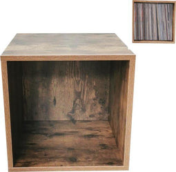 LP vinyl opbergkast kubus - platenrek voor 75 LP's - bruin walnoot