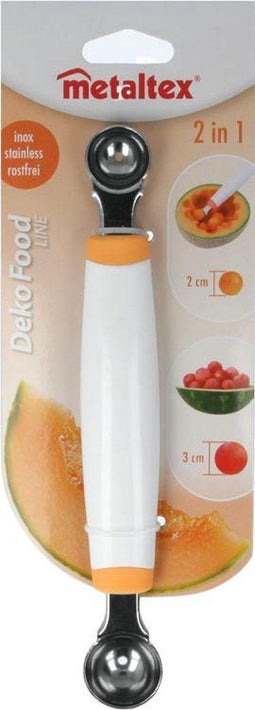 Metaltex Meloenuitsteker Dekofood Rvs Wit/oranje/zilver