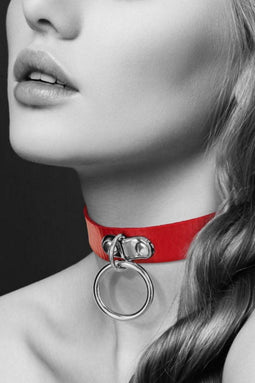 Bijoux Pour Toi Fetish - Halsband met Ring - Rood