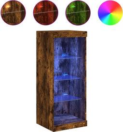 vidaXL - Dressoir - met - LED-verlichting - 41x37x100 - cm - gerookt - eikenkleurig