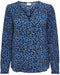 JDY JDYPIPER - L/S V-NECK TOP - Blauwe leo print - Maat 38
