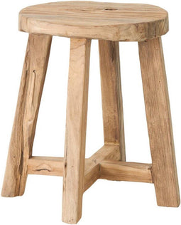 MUST Living Stool Gio Natural,45xØ35 cm, natural recycled teakwood with natural cracks