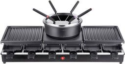 Silva Homeline PK-RF 122 Gourmetstel 6 fonduevorkjes, Oververhittingsbeveiliging, Anti-aanbaklaag, Met grillsteen Zwart