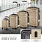 tectake® Mila - 4-Delige Kofferset - Hardcase ABS met TSA-Cijferslot en Bagageweegschaal - Champagne