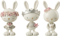 J-Line figuur Konijnen Teddy - polyresin - mix - 3 stuks