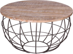SVJ Salontafel Rond - 75 x 75 x 47 cm - Metaal - Grijs/Lichtbruin