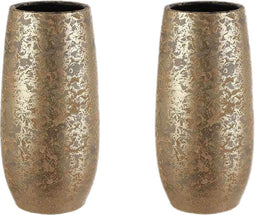 Mica Decorations Clemente Vaas - H35xØ17 cm - Terra - Goud - Set van 2