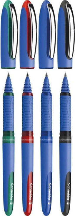 Schneider rollerball - One Hybrid C - conus punt - lijnbreedte 0,5mm - 4 stuks assorti kleuren - S-183294