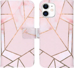 iMoshion Hoesje Geschikt voor iPhone 11 Hoesje Met Pasjeshouder - iMoshion Design Softcase Bookcase - Goud / Roze / Pink Graphic