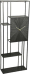 PTMD Reni Wandklok Wandrek - 48 x 18 x 130 cm - Klok - Wandkast - Wandkasten - 2 in 1 - Metaal - Zwart