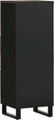 vidaXL - Hoge - kast - 40x33x110 - cm - massief - mangohout - zwart