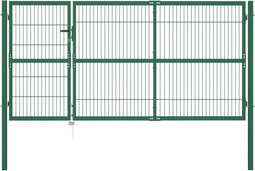 vidaXL - Poort - met - palen - 350x140 - cm - staal - groen