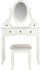 Kaptafel make up visagie toilet tafel met spiegel en krukje wit