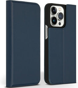 Accezz iPhone 13 Pro - Book Case - Echt Nappa leer met pasjeshouder - Donkerblauw