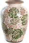 Vaas DKD Home Decor Bruin Wit Groen Keramiek Tropisch 18 x 18 x 25 cm Blad van een plant