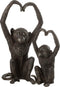 J-Line figuur Aap Arm Hart - polyresin - bruin - large - valentijn decoratie