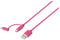 Sweex 2-in-1 Data en Oplaadkabel - USB 2.0 / Micro-USB + Lightning - 100cm - Roze