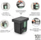 Brabantia Sort & Go Inbouw Prullenbak - 2 x 15 liter - Uittrekbaar - Jade Green en Dark Grey (2 stuks)