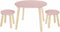 Jabadabado Houten Tafel Met 2 Krukjes - Roze - Tafelset