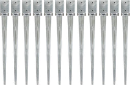 vidaXL - Grondpinnen - 12 - st - 9x9x90 - cm - gegalvaniseerd - staal - zilverkleurig