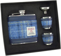 Jachtfles Licht blauw Tartan - 4 bekertjes - Harris Tweed - Glen Appin of Scotland