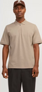 Jack & Jones - Men's Mac Zip - Classic Collar Polo T-Shirt - Size M - Beige