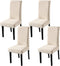 Jacquard Reliëf Stoelhoes Stretch Seat Hoes Hoes voor Eetkamer Kantoor Hotel Bruiloft (Beige, Set van 4)