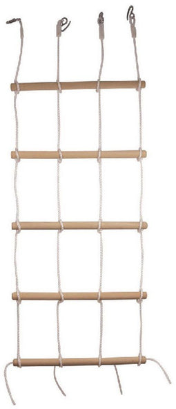 Small Foot 6122 - Brede touwladder - 5 houten stangen - Wit