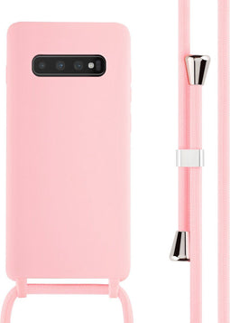 iMoshion Hoesje Geschikt voor Samsung Galaxy S10 Plus Hoesje Met Koord - iMoshion Siliconen hoesje met koord - Roze